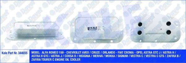 KALE 344655 Yag Sogutucu Opel Astra Gtc J / Astra H / Astra H Gtc / Astra J / Corsa D / Insignia / Meriva / Mokka / Signum / Vectra C / Vectra C Gts / Zafira B / Zafira Tourer C Alfa 159 Chevrolet Aveo / Cruze / Orlando (Al / Pl / Brz)
